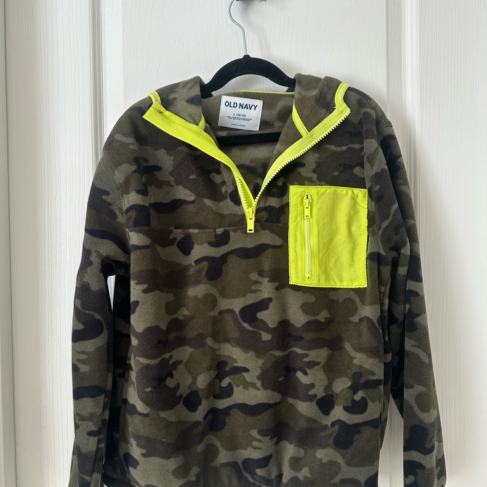 Old Navy Camouflage Fleece with Neon Yellow Zipper